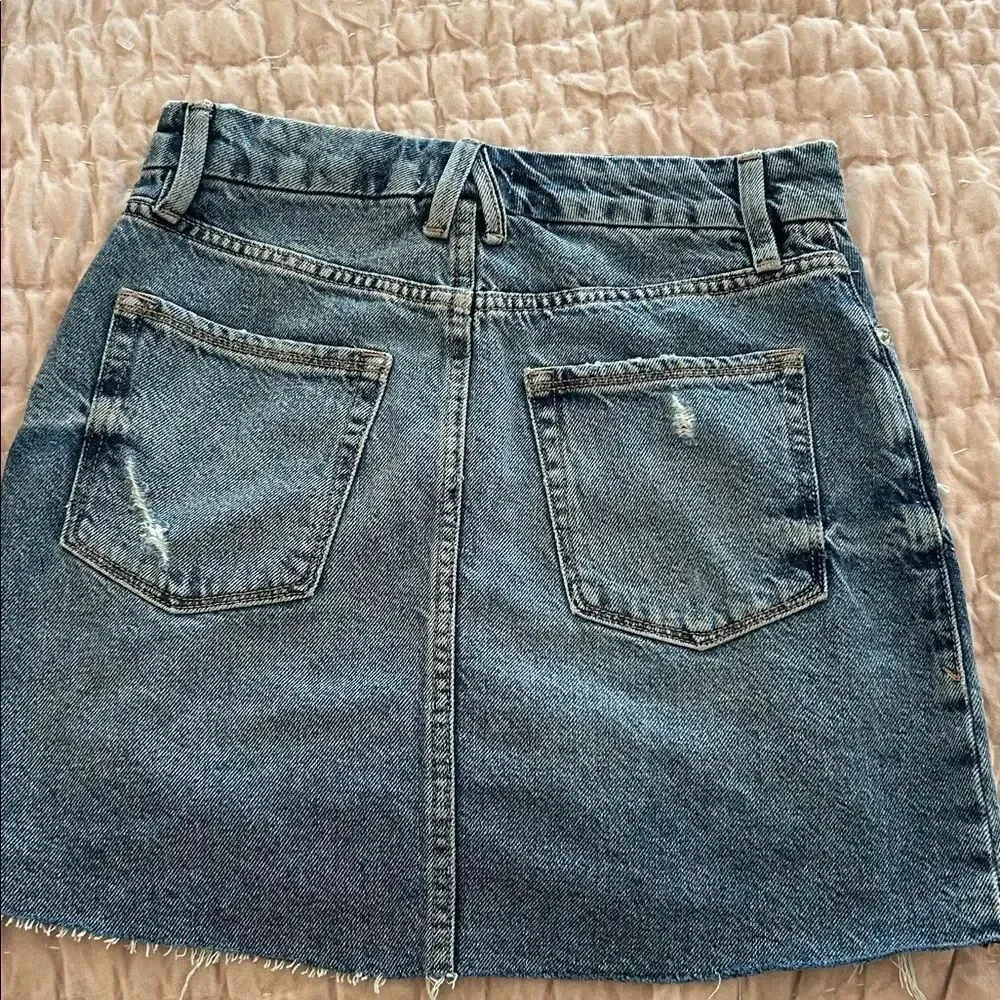 Good American Blue Distressed Mini Skirt 0